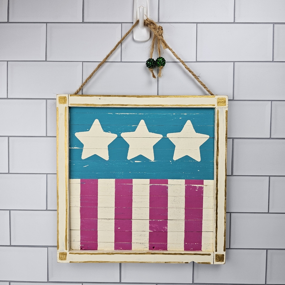 Patriotic Wall Hanging with Stars and Stripes
